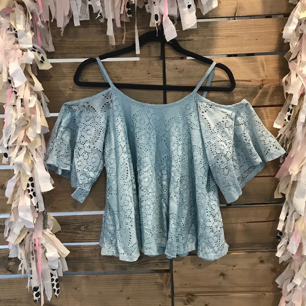 Blue Off The Shoulder Blouse